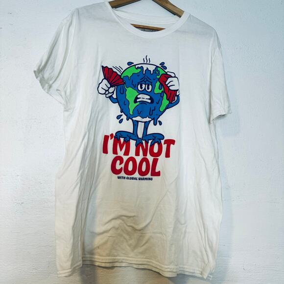 Threadless I'm Not Cool with Global Warming Earth Shirt Tee Mens Large - Picture 1 of 4